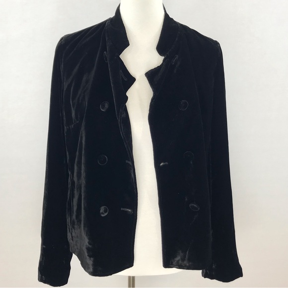 J. Jill Jackets & Blazers - J. Jill Black Velvet Silk Blend Double Breasted Jacket